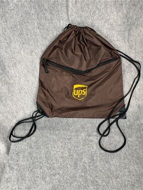 UPS Brown Logo Drawstring Backpack Employee Delivery Bag